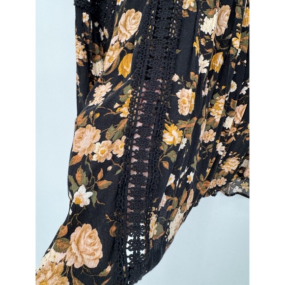 American Eagle Floral Babydoll Top Fairy Grunge Boho Lace Festival Peasant - Picture 12 of 15